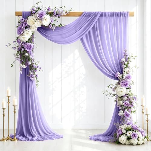 6 Panels Wedding Arch Draping Fabric Lilac 29" X 20FT Sheer Backdrop Chiffon Drapes for Wedding Ceremony Bridal