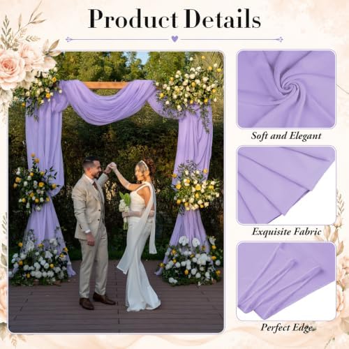 6 Panels Wedding Arch Draping Fabric Lilac 29" X 20FT Sheer Backdrop Chiffon Drapes for Wedding Ceremony Bridal, alternate