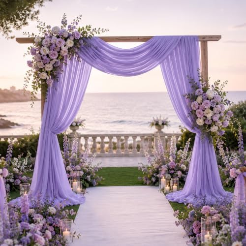 6 Panels Wedding Arch Draping Fabric Lilac 29" X 20FT Sheer Backdrop Chiffon Drapes for Wedding Ceremony Bridal, alternate