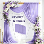 6 Panels Wedding Arch Draping Fabric Lilac 29" X 20FT Sheer Backdrop Chiffon Drapes for Wedding Ceremony Bridal, alternate