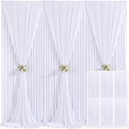 6 Panels White Backdrop Curtain for Parties Wedding Wrinkle Free White Photo Curtains Backdrop Drapes Fabric