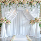 6 Panels White Backdrop Curtain for Parties Wedding Wrinkle Free White Photo Curtains Backdrop Drapes Fabric, alternate view