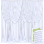6 Panels White Backdrop Curtains for Wedding Party Wrinkle Free Backdrops Curtain Drapes Fabric Decorations
