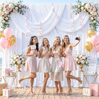 6 Panels White Backdrop Curtains for Wedding Party Wrinkle Free Backdrops Curtain Drapes Fabric Decorations, alternate view 3