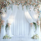 6 Panels White Backdrop Curtains for Wedding Party Wrinkle Free Backdrops Curtain Drapes Fabric Decorations, alternate view 4