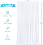 6 Panels White Backdrop Curtains for Wedding Party Wrinkle Free Backdrops Curtain Drapes Fabric Decorations, alternate view 6