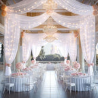 6 Panels White Ceiling Curtains with Lights for Weddings - 5ftx30ft Wrinkle-Free Tulle Fabric Wedding Arch, alternate view 4