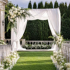 6 Panels White Wedding Arch Draping Fabric 29" X 20FT Sheer Chiffon Drapes Backdrop for Wedding Ceremony Bridal, alternate