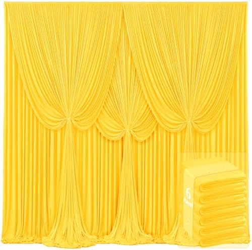 6 Panels Yellow Backdrop Curtains for Wedding Party Wrinkle Free Backdrops Curtain Drapes Fabric Decorations