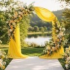 6 Panels Yellow Wedding Arch Draping Fabric 29" X 20FT Chiffon Sheer Drapes Backdrop for Wedding Ceremony Bridal, alternate