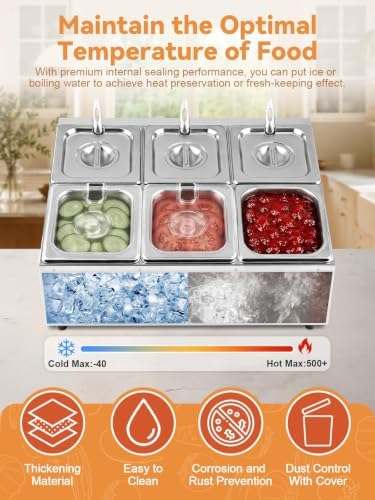 6 Pans Pizza Topping Storage Station with Lids and Spoons in 6 Pans in silver, alternate view 5