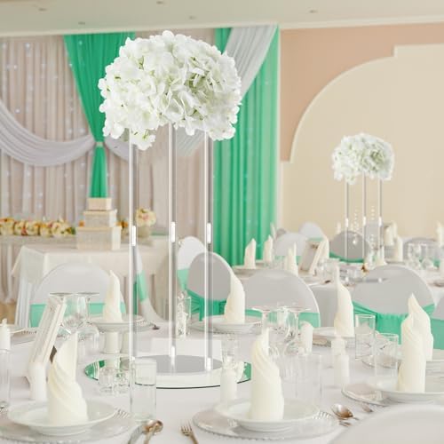 6 Pcs 20 Inch Wedding Centerpieces for Tables Flower Stand in Clear, alternate view 2