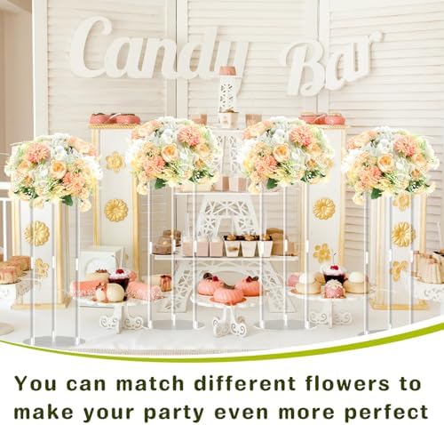6 Pcs 20 Inch Wedding Centerpieces for Tables Flower Stand in Clear, alternate view 6