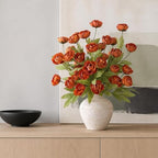 6 Pcs 27" Artificial Fall Peony Silk Flower Stems for Vase Decor(Orange), alternate view 4