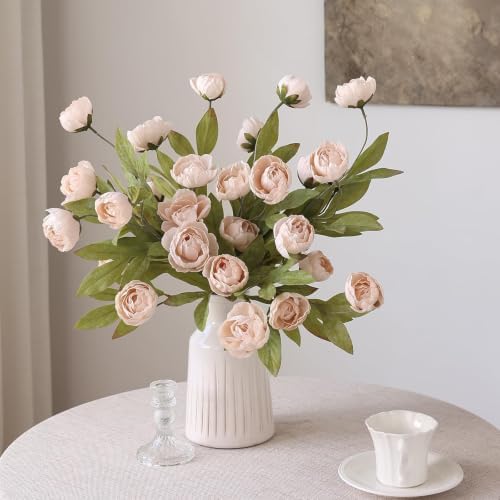 6 Pcs 27" Artificial Peony Silk Flower Stems for Vase Decor(Beige) in Beige, alternate view 4