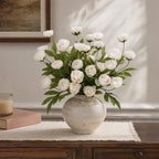 6 Pcs 27" Artificial Peony Stems Faux Silk Flowers White, alternate view 5