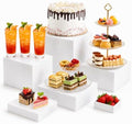 6 PCS 3-8 Inch Buffet Risers and Stands, Food Risers for Buffet Table in White