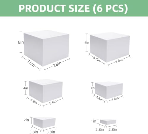 6 PCS 3-8 Inch Buffet Risers and Stands, Food Risers for Buffet Table in White, alternate view 3