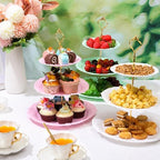 6 Pcs 3 Tier Cupcake Stand Tea Party Trays 3 Tier Serving Tray Plastic Dessert Stand Cake Fruit Candy Display, alternate view
