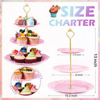 6 Pcs 3 Tier Cupcake Stand Tea Party Trays 3 Tier Serving Tray Plastic Dessert Stand Cake Fruit Candy Display, alternate view