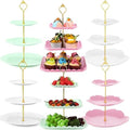 6 Pcs 3 Tier Cupcake Stand Tea Party Trays 3 Tier Serving Tray Plastic Dessert Stand Cake Fruit Candy Display