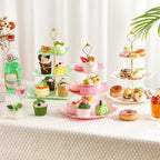 6 Pcs 3 Tier Cupcake Stand Tea Party Trays 3 Tier Serving Tray Plastic Dessert Stand Cake Fruit Candy Display, alternate view