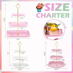 6 Pcs 3 Tier Cupcake Stand Tea Party Trays 3 Tier Serving Tray Plastic Dessert Stand Cake Fruit Candy Display, alternate view