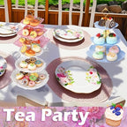 6 Pcs 3 Tier Cupcake Stand Tea Party Trays 3 Tier Serving Tray Plastic Dessert Stand Cake Fruit Candy Display, alternate view