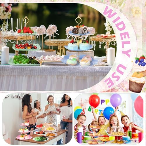 6 Pcs 3 Tier Cupcake Stand Tea Party Trays 3 Tier Serving Tray Plastic Dessert Stand Cake Fruit Candy Display, alternate view