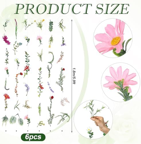 6 Pcs 35.5 ft Hanging Flower Artificial Wildflower Garlands Floral Vines, alternate view 2