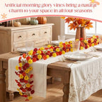 6 Pcs 36 ft Total Fall Orange Flower Garland Thanksgiving Decor in Fall 3 Color, alternate view 3