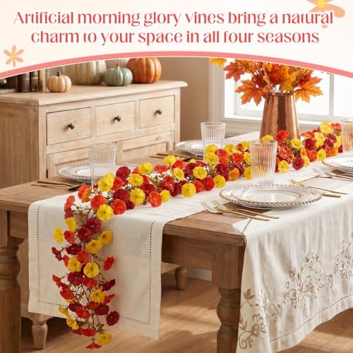 6 Pcs 36 ft Total Fall Orange Flower Garland Thanksgiving Decor in Fall 3 Color, alternate view 3