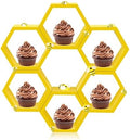 6 Pcs 4.13 Inch Honeycomb Cupcake Stand Cake Farmhouse Hexagon Display Holder Hexagonal Wood Cupcake Stand