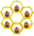 6 Pcs 4.13 Inch Honeycomb Cupcake Stand Cake Farmhouse Hexagon Display Holder Hexagonal Wood Cupcake Stand