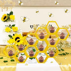 6 Pcs 4.13 Inch Honeycomb Cupcake Stand Cake Farmhouse Hexagon Display Holder Hexagonal Wood Cupcake Stand, alternate view 2