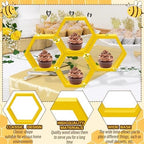 6 Pcs 4.13 Inch Honeycomb Cupcake Stand Cake Farmhouse Hexagon Display Holder Hexagonal Wood Cupcake Stand, alternate view 4