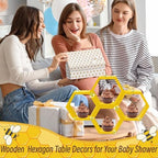 6 Pcs 4.13 Inch Honeycomb Cupcake Stand Cake Farmhouse Hexagon Display Holder Hexagonal Wood Cupcake Stand, alternate view 6