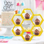 6 Pcs 4.13 Inch Honeycomb Cupcake Stand Cake Farmhouse Hexagon Display Holder Hexagonal Wood Cupcake Stand, alternate view 7