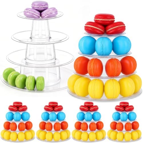 6 Pcs 4 Tiers Macaron Tower Stand Cupcake Display Rack in Clear