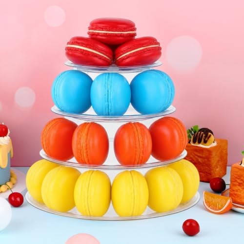 6 Pcs 4 Tiers Macaron Tower Stand Cupcake Display Rack in Clear, alternate view 2
