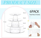 6 Pcs 4 Tiers Macaron Tower Stand Cupcake Display Rack in Clear, alternate view 3