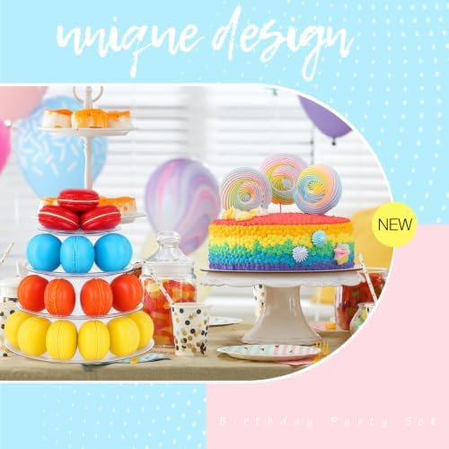 6 Pcs 4 Tiers Macaron Tower Stand Cupcake Display Rack in Clear, alternate view 5