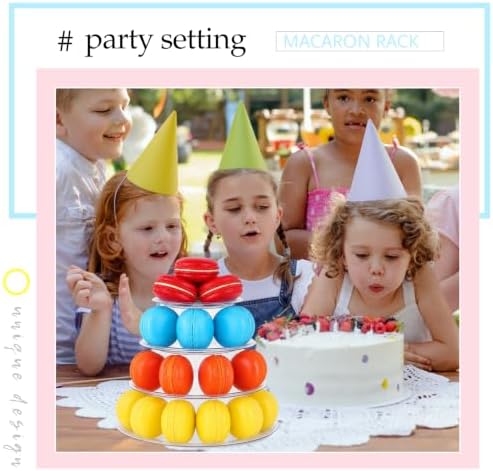 6 Pcs 4 Tiers Macaron Tower Stand Cupcake Display Rack in Clear, alternate view 6