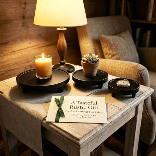 6 PCS 5/6/8 Inch Wooden Risers for Display Wood Pedestal Stand (Black) in Black, alternate view 2
