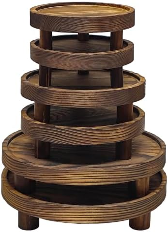 6 PCS 5/6/8 Inch Wooden Risers for Display Wood Pedestal Stand (Brown) in Wood