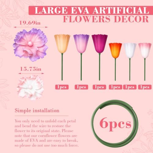 6 PCS 5ft Giant Artificial Flower for Wedding & Birthday Party in Multi Color, alternate view 2