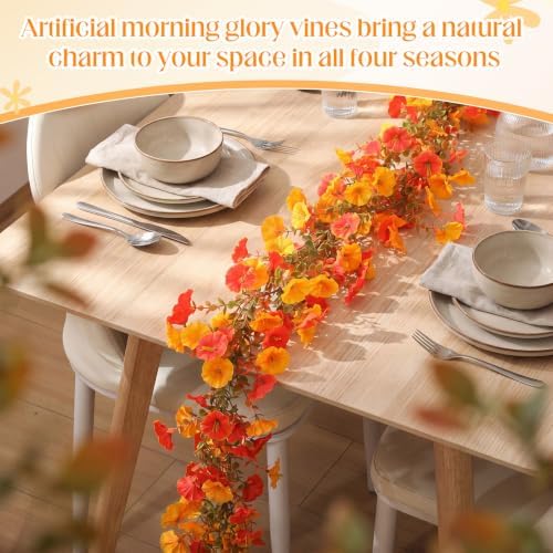 6 Pcs 6 ft Fall Artificial Flower Garland for Thanksgiving Decor in Fall 2 Color, alternate view 3