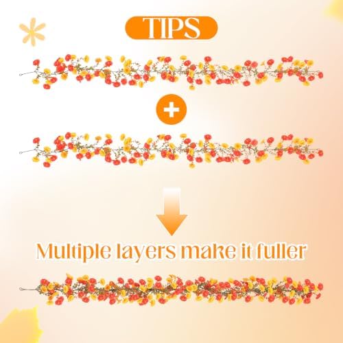 6 Pcs 6 ft Fall Artificial Flower Garland for Thanksgiving Decor in Fall 2 Color, alternate view 4