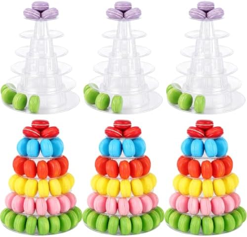 6 Pcs 6 Tiers Macaron Tower Stand Cupcake Display Rack in Clear