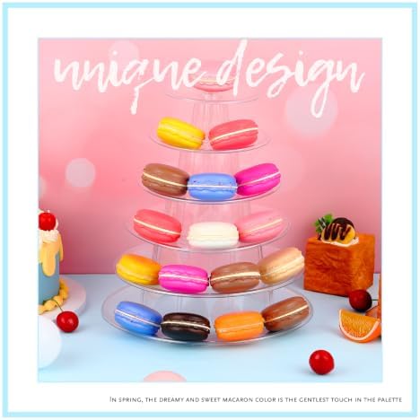 6 Pcs 6 Tiers Macaron Tower Stand Cupcake Display Rack in Clear, alternate view 4